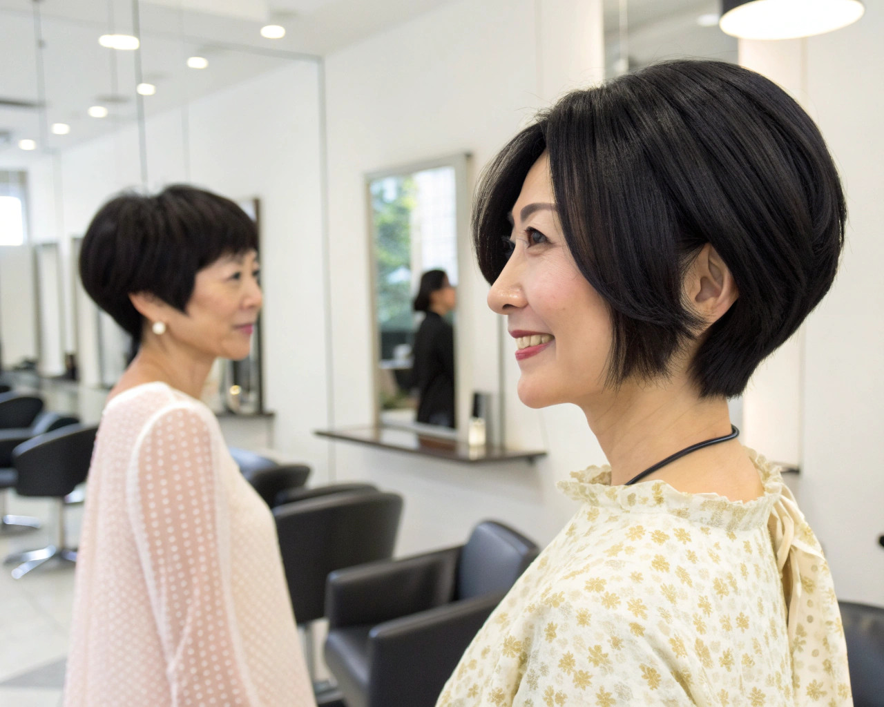 黒髪ショートボブ40代女性