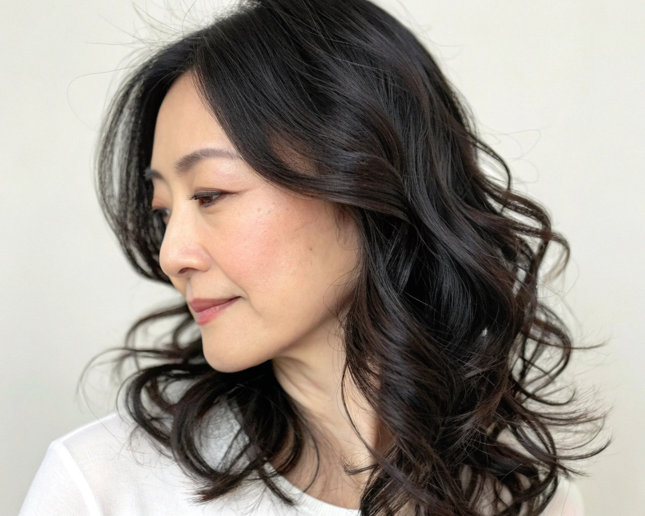 40代くせ毛ナチュラル黒髪アレンジ