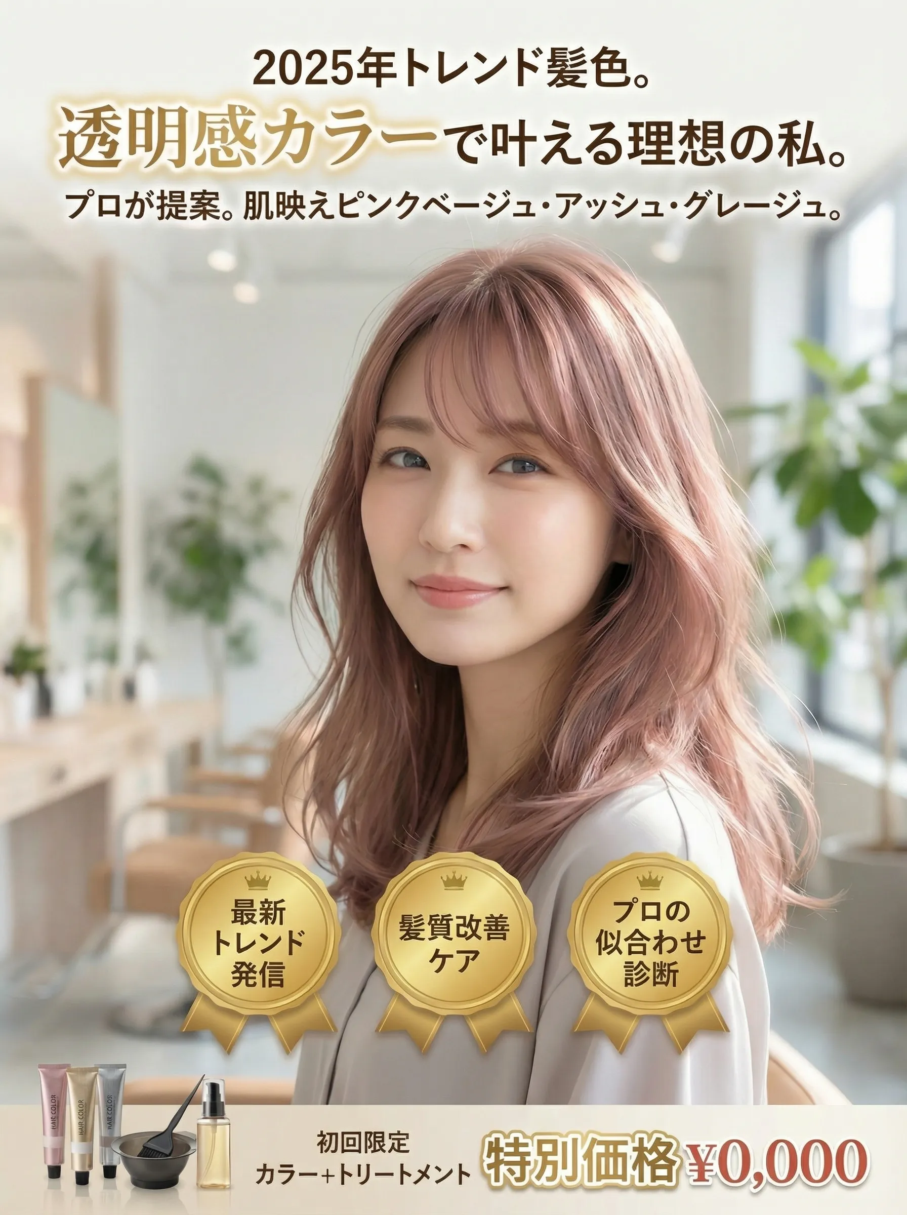 2025年流行ヘアカラーと透明感カラーのイメージビジュアル