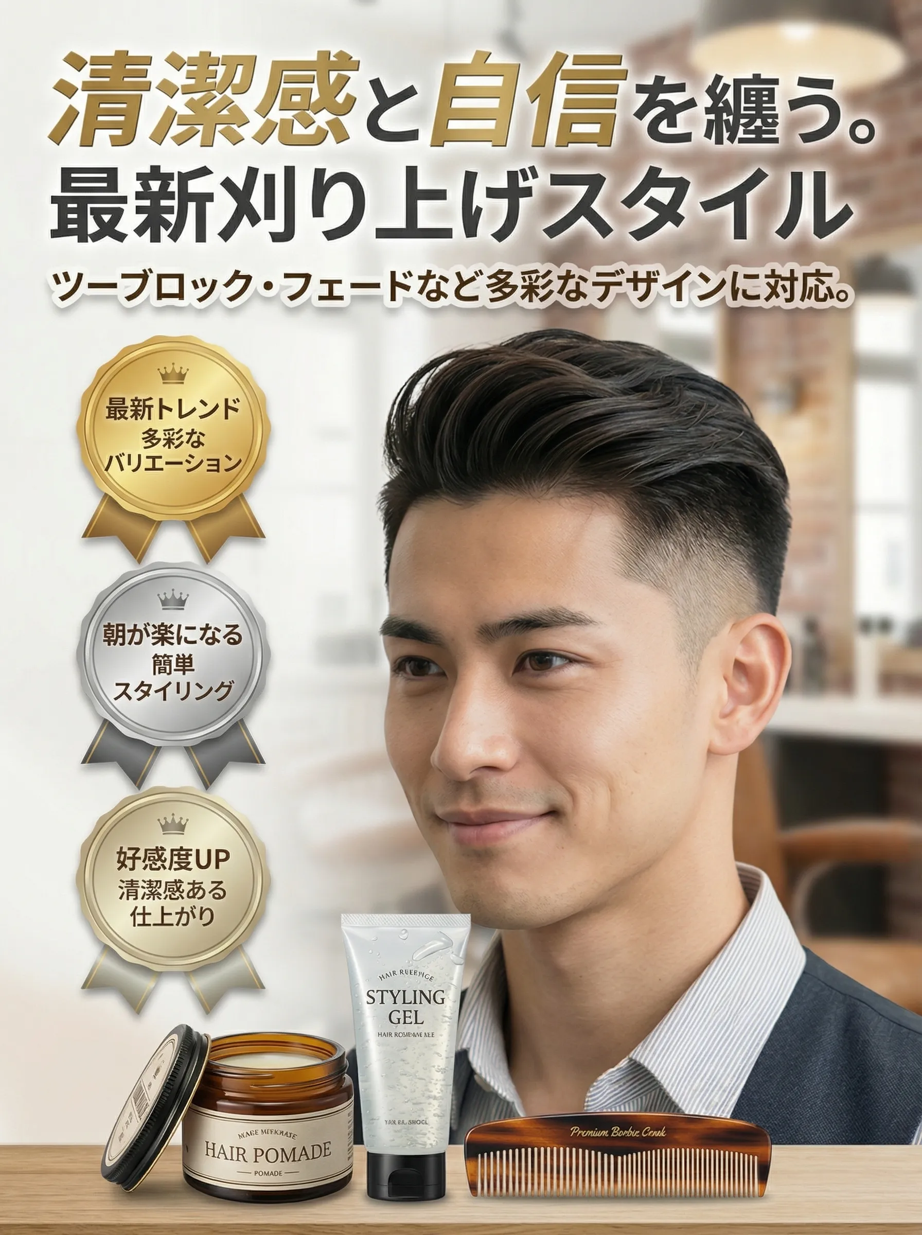 メンズ刈り上げトレンドヘアスタイルのイメージビジュアル